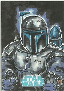 213x300 Topps Star Wars Journey To The Force Awakens Sketch Jango Fett By - Jango Fett Sketch