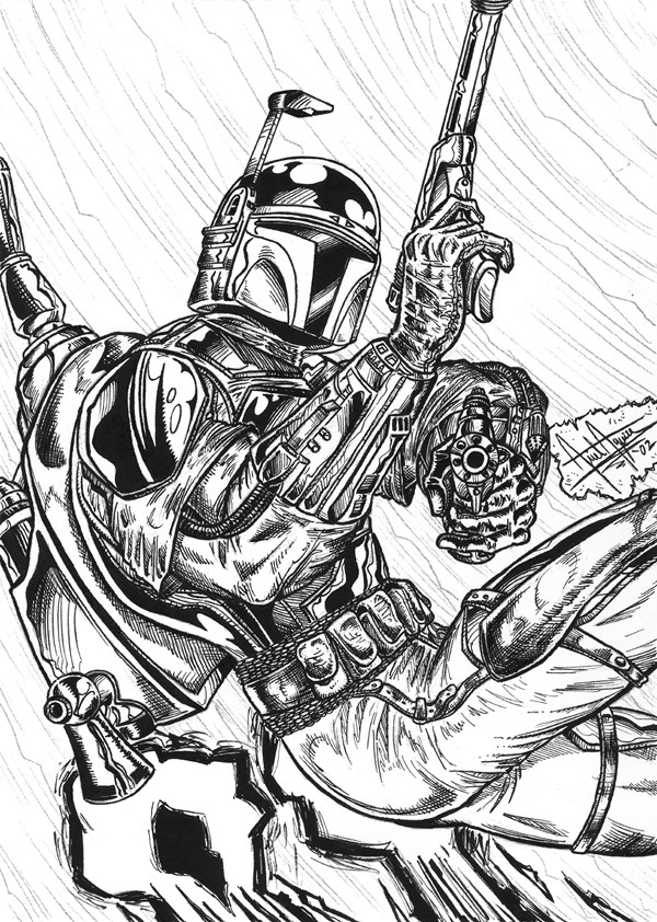 600x842 Artstation - Jango Fett Sketch