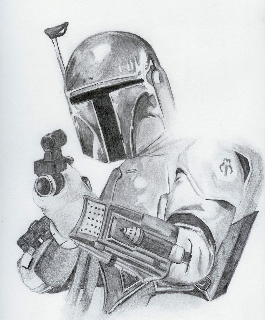 900x1087 Boba Fett Sketch By Patvince - Jango Fett Sketch