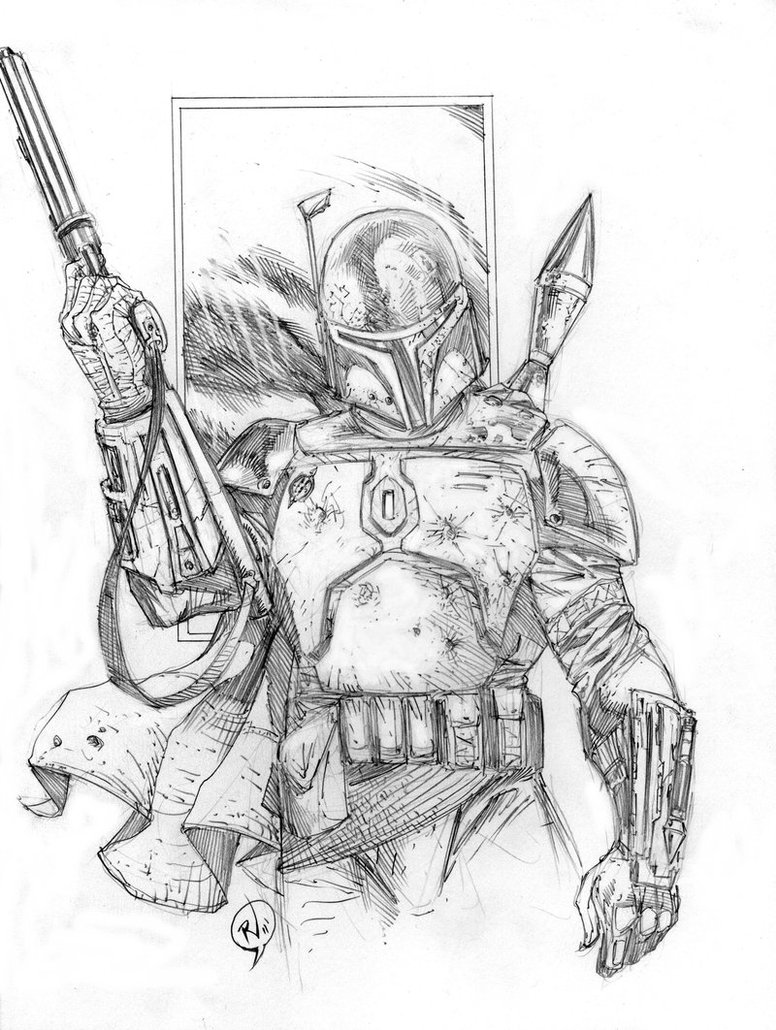 776x1030 Boba Fett Sketch By Rudyvasquez - Jango Fett Sketch