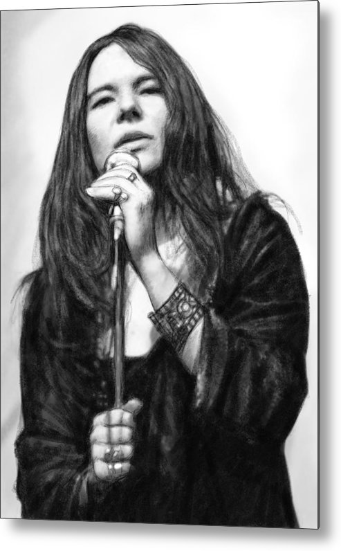 493x796 Janis Joplin Art Drawing Sketch Portrait Metal Print By Kim Wang - Janis Joplin Sketch