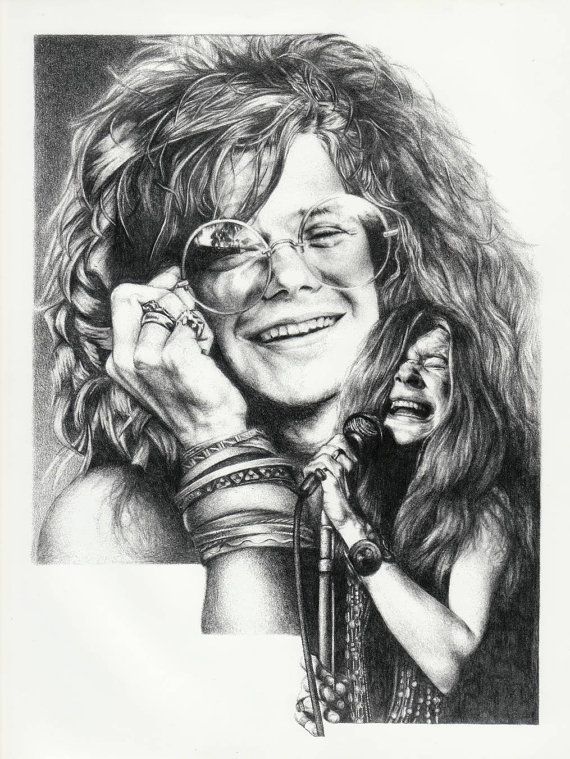 570x759 Janis Joplin Live In Concert Original 18 X 24 Sketch Print - Janis Joplin Sketch