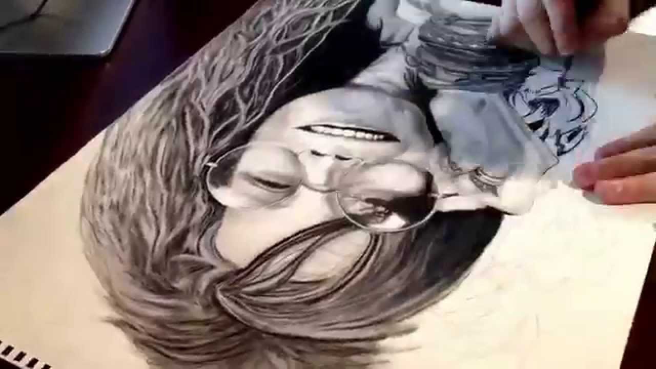 1280x720 Janis Joplin Charcoal Drawing Time Lapse - Janis Joplin Sketch