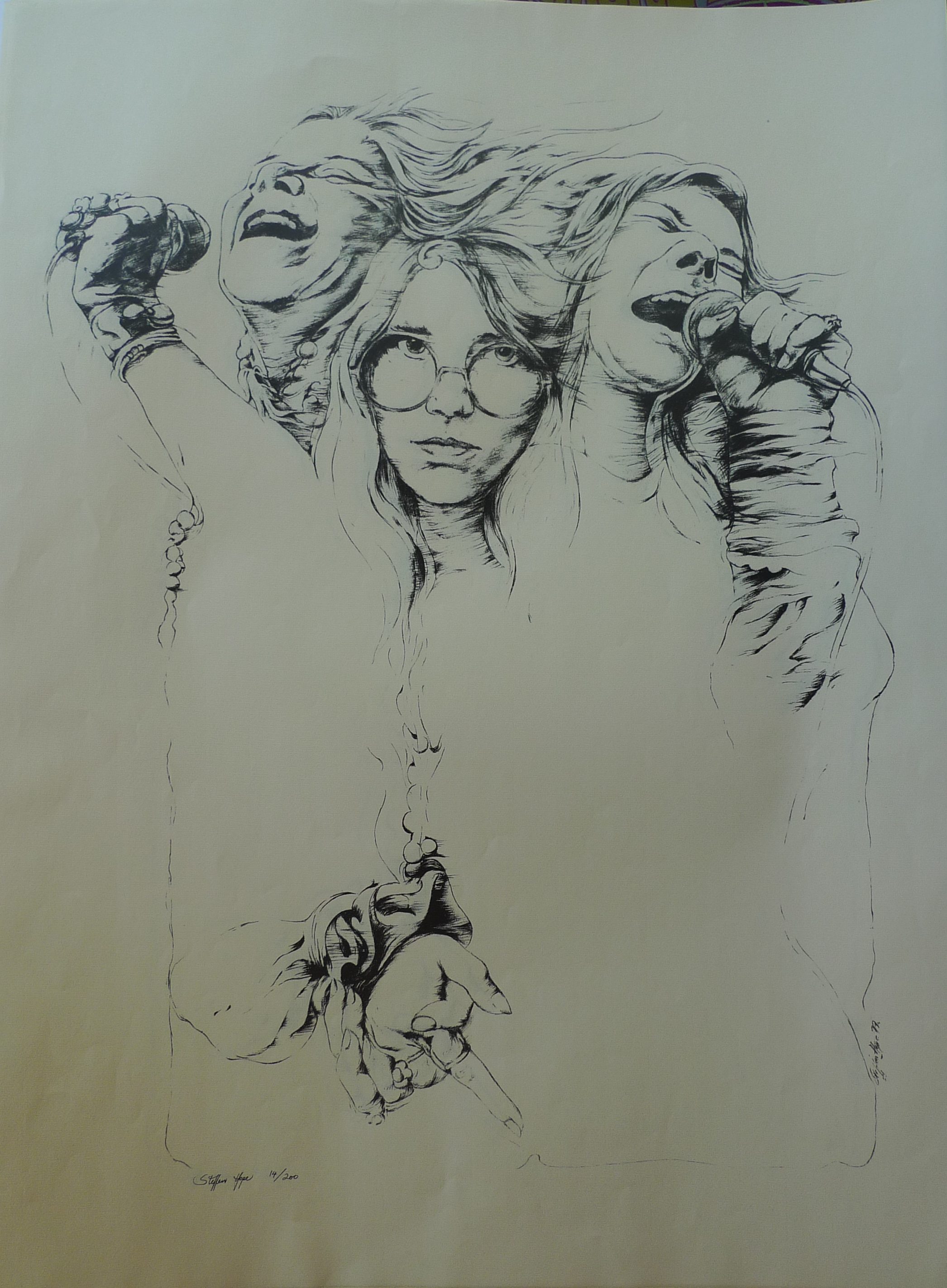 2092x2846 Janis Joplin Sketch Poster Signed Limited Edition 1977 - Janis Joplin Sketch