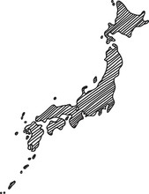 169x220 Doodle Freehand Outline Sketch Of Japan Map Illustration Sticker - Japan Map Sketch