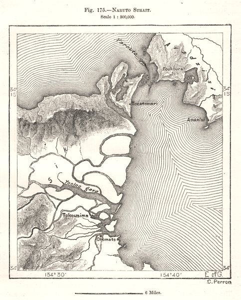 483x600 Naruto Strait. Awaji Island. Shikoku. Japan. Tokushima. Sketch Map - Japan Map Sketch
