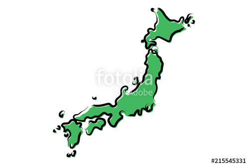 500x334 Stylized Green Sketch Map Of Japan Stock Image And Royalty Free - Japan Map Sketch