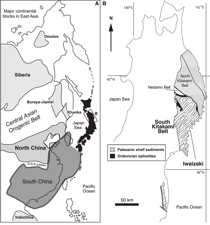 850x912 Ndex Map Of The Permian Iwaizaki Limestone In Ne Japan. A - Japan Map Sketch