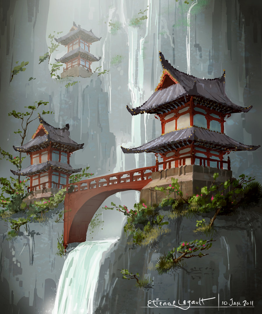 900x1080 Japanese Temple By E Sketches - Japanese Art Sketches