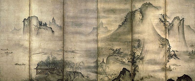 800x332 Landscape Of The Four Seasons Tensho Shubun. Beautifully Drawn - Japanese Art Sketches