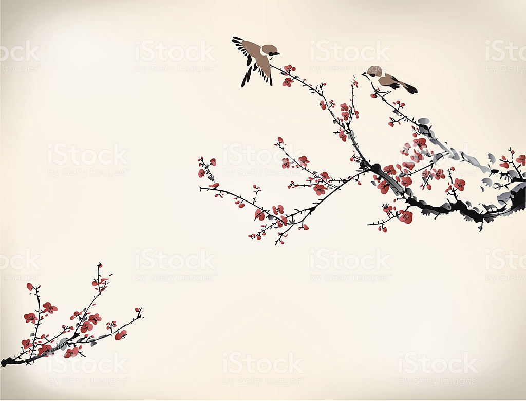 1024x780 Collection Of Japanese Bird Drawing Download Them And Try To Solve - Japanese Cherry Blossom Sketch