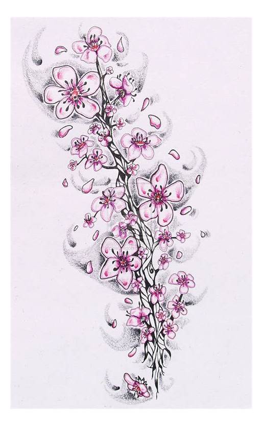 515x834 Japanese Cherry Blossom Flower Tattoo 125 Best Tattoos Of 2018 - Japanese Cherry Blossom Sketch