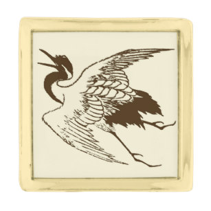307x307 Vintage Japanese Bird Lapel Pins Zazzle - Japanese Crane Sketch