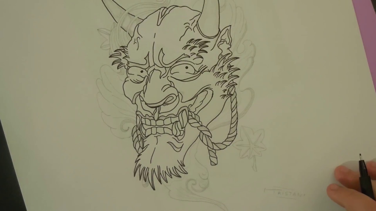 1280x720 Speed Drawing - Japanese Demon Sketch
