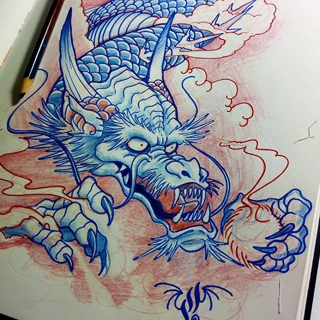 Japanese Dragon Sketch at PaintingValley.com | Explore collection of ...