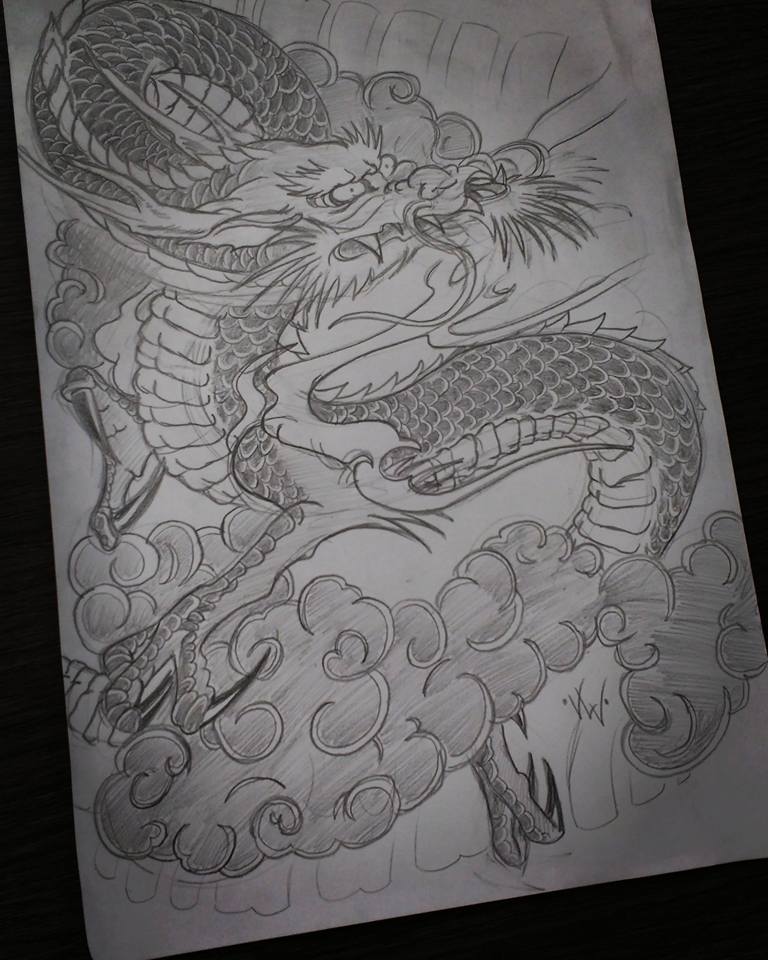 768x960 Japanese Dragon Sketch By Vinivolpini - Japanese Dragon Sketch