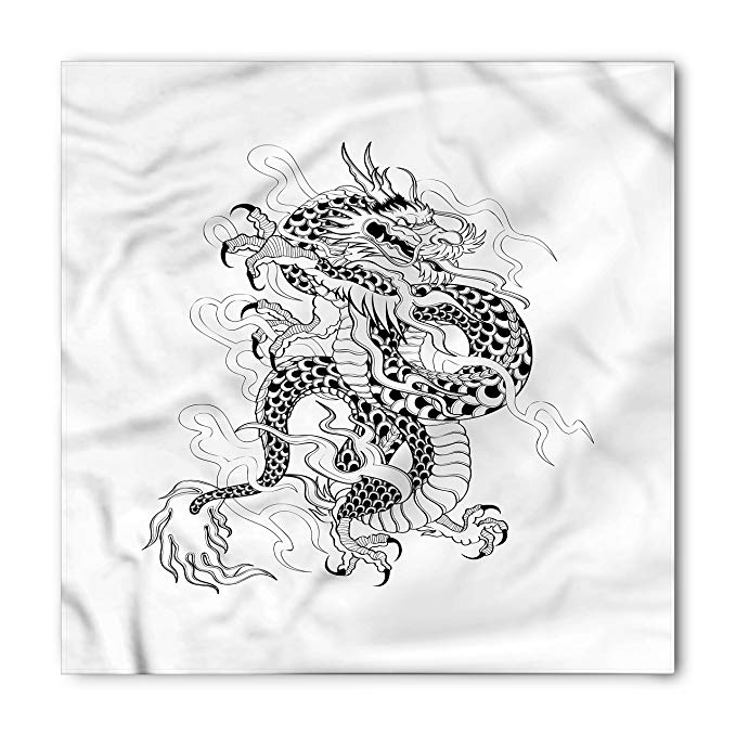 679x679 Ambesonne Japanese Dragon Bandana, Sketch Art Monster - Japanese Dragon Sketch