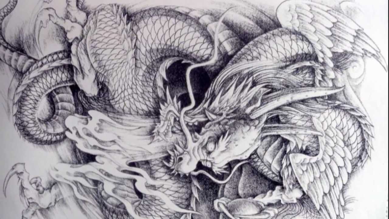 1280x720 Dragon Tattoo Sketch - Japanese Dragon Tattoo Sketch