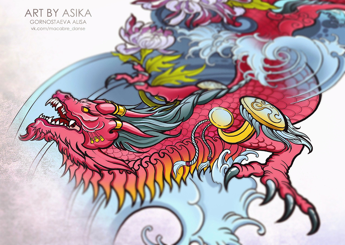 1200x853 Japanese Dragon. Tattoo Sketch. On Wacom Gallery - Japanese Dragon Tattoo Sketch
