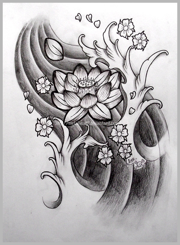 600x816 Japanese Lotus By Metalhead99 - Japanese Flower Sketch