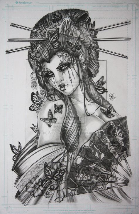 474x728 Japanese Geisha Sketch - Japanese Geisha Sketch