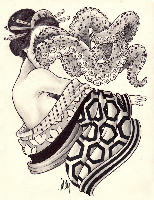 600x779 Traditional Japanese Geisha By Originalnick - Japanese Geisha Sketch