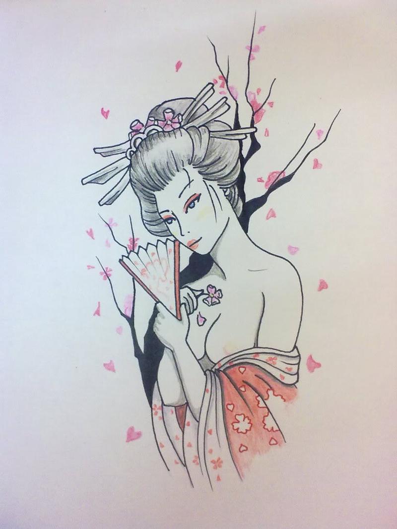 800x1067 Japanese Geisha Tattoo Sketch - Japanese Geisha Sketch