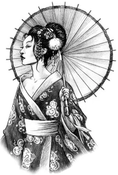 240x355 Collection Of Free Japanese Drawing Geisha. Download On Ubisafe - Japanese Geisha Sketch