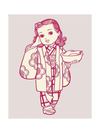 338x450 Japanese Girl Dressed As Geisha Art Print By Pop Ink - Japanese Girl Sketch