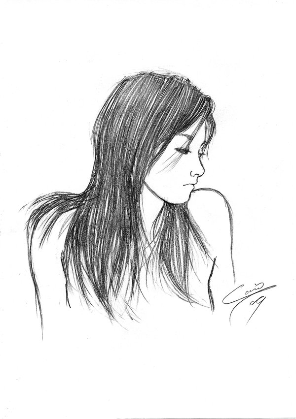 600x851 Japanese Girl Sketch By Kayo7 - Japanese Girl Sketch