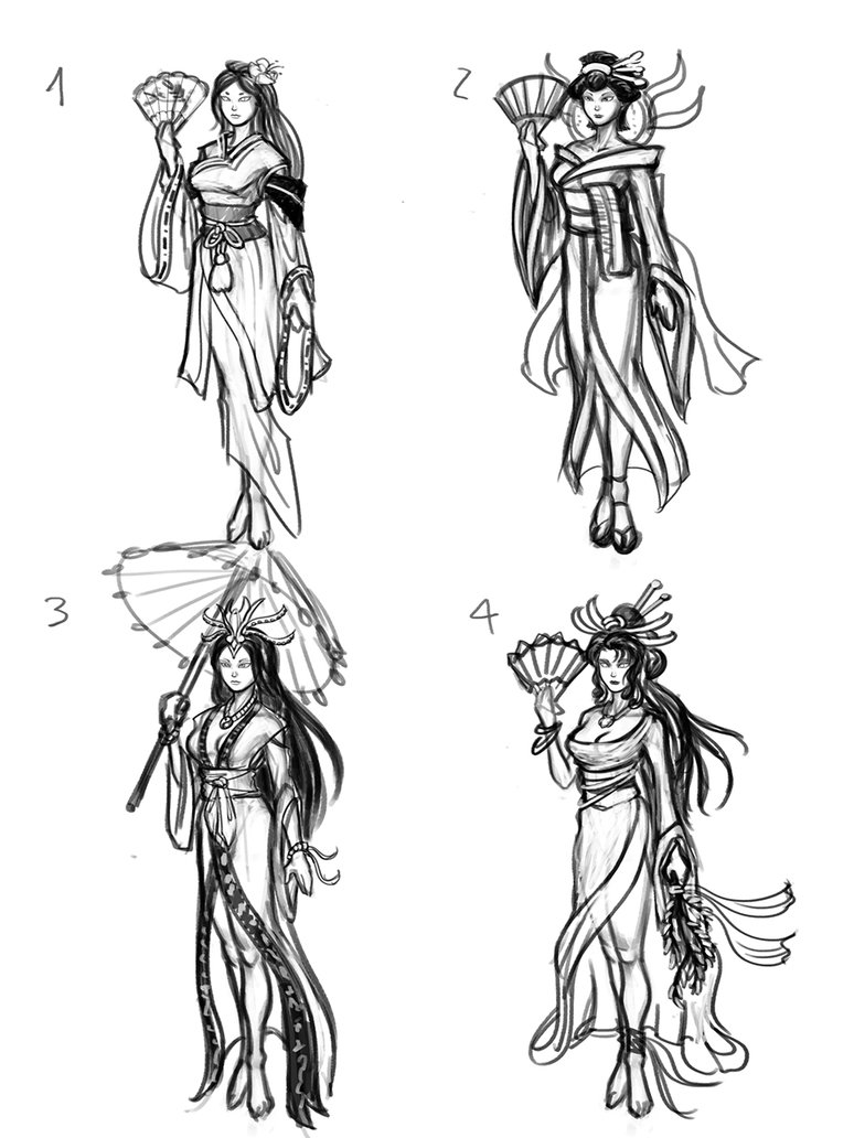 774x1032 Japanese Girl Sketches By M Katar - Japanese Girl Sketch