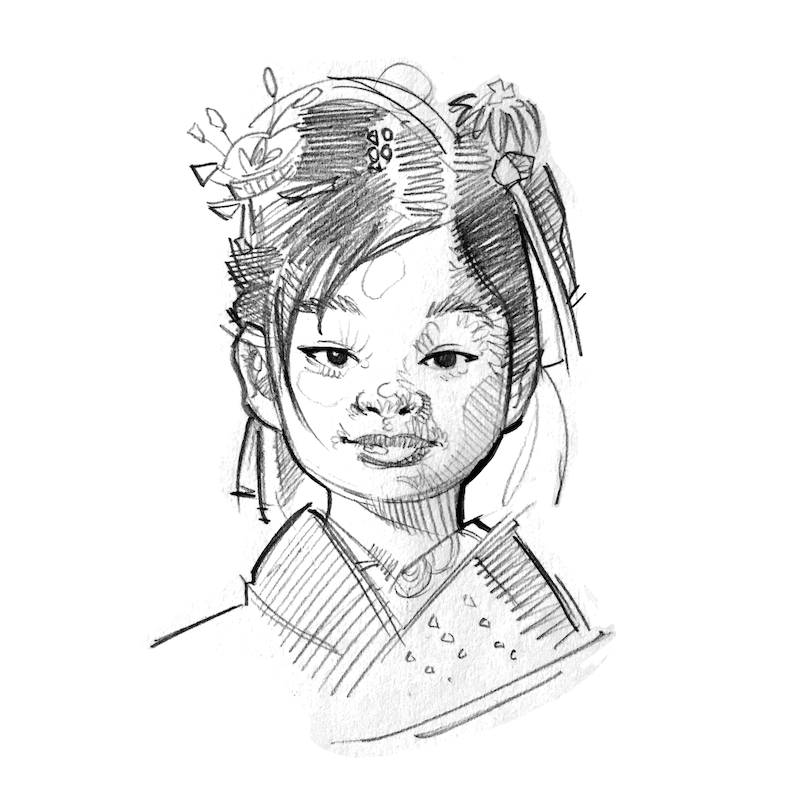 785x800 Sketches Farid Hussein Art - Japanese Girl Sketch