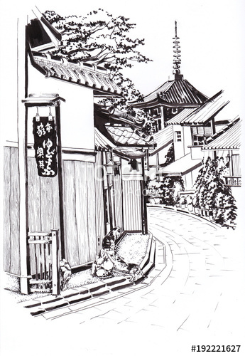 Japanese House Sketch at PaintingValley.com | Explore collection of ...