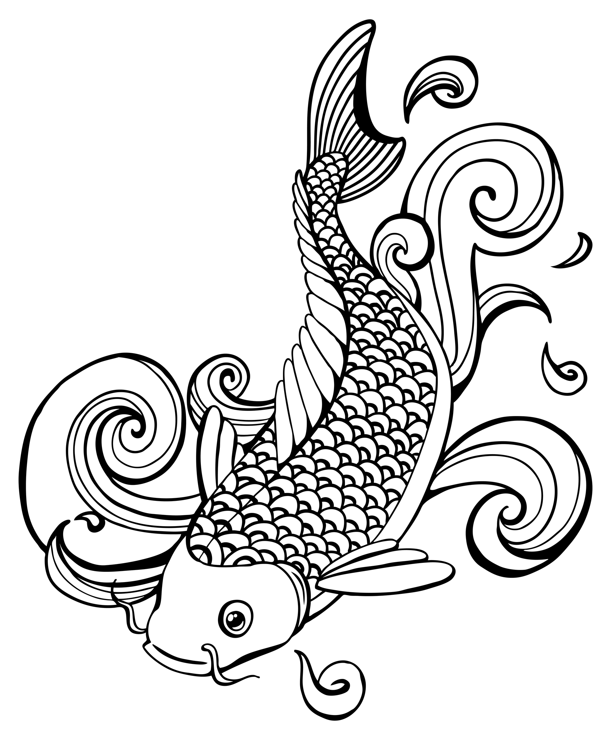 2032x2460 Japanese Koi Fish Drawing - Japanese Koi Fish Sketches