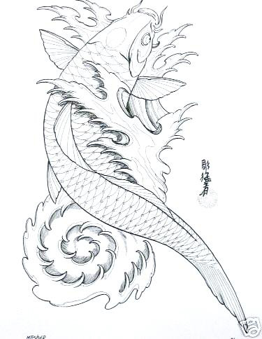 375x484 The Helpful Art Teacher Draw And Paint Koi (Carp) Using - Japanese Koi Fish Sketches