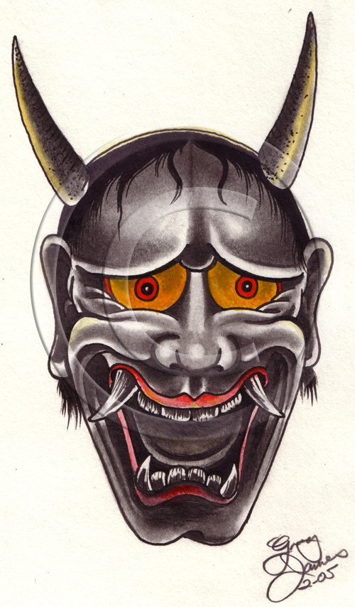 Japanese Mask Sketch at PaintingValley.com | Explore collection of ...