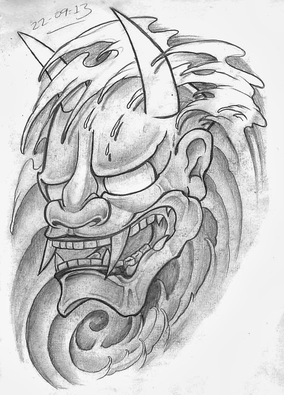 567x787 Tattoo Sketch A Day Japanese Masks September 22nd - Japanese Mask Sketch