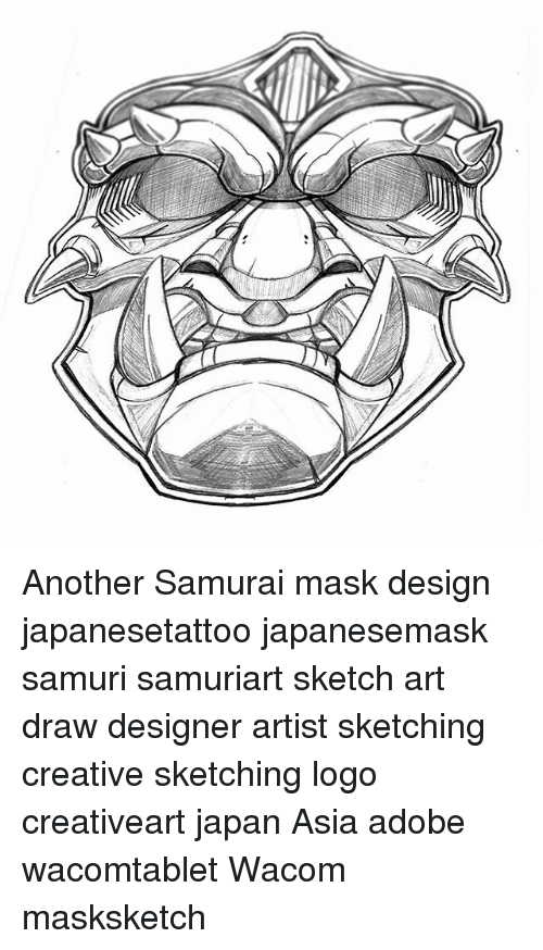 500x874 Another Samurai Mask Design Japanesetattoo Japanesemask Samuri - Japanese Mask Sketch
