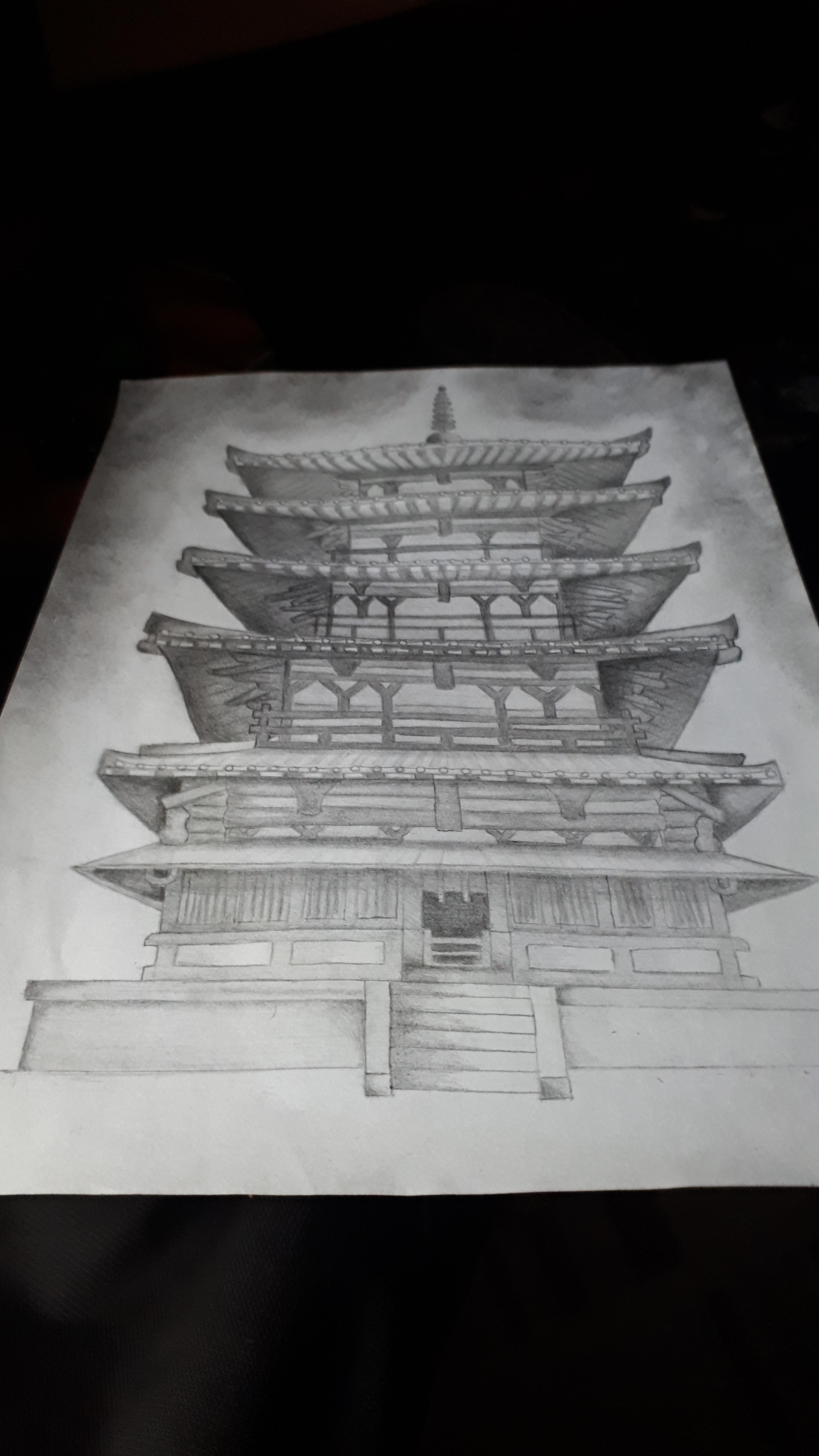 2592x4608 Japanese Pagoda - Japanese Pagoda Sketch