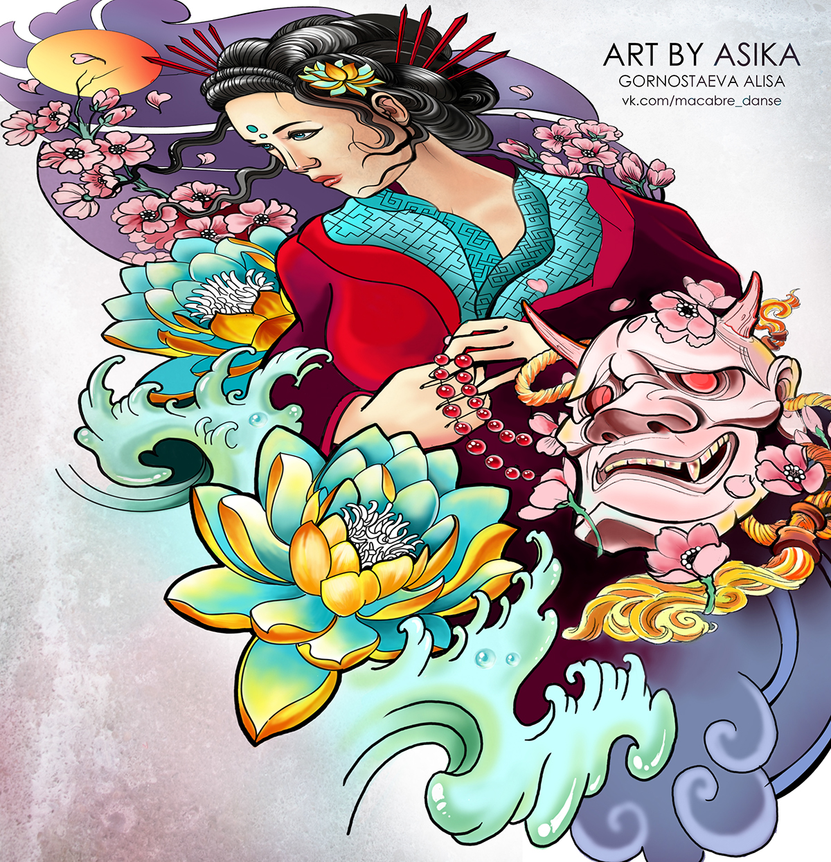 1200x1245 Geisha. Japanese Tattoo Sketch. On Behance - Japanese Tattoo Sketch