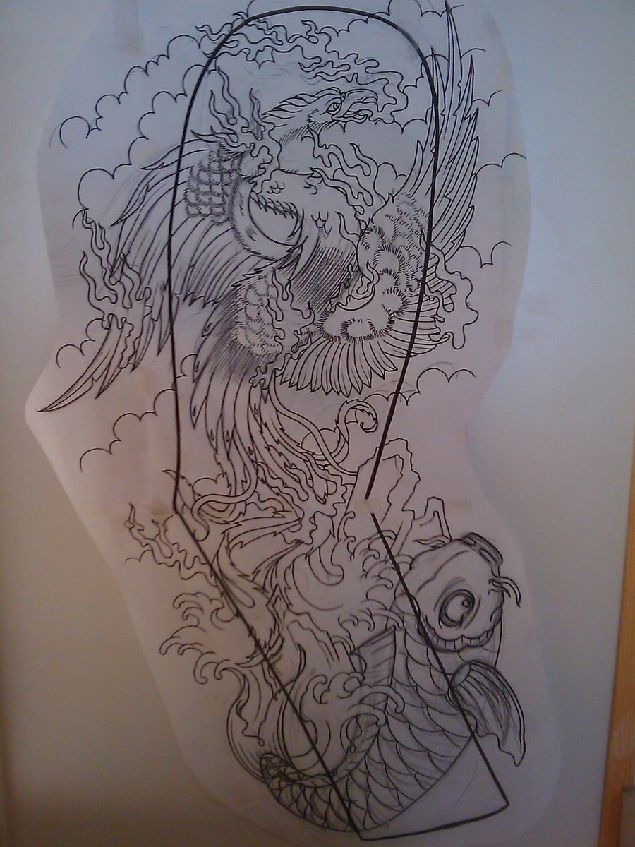 900x1200 Grey Ink Japanese Tattoo Design - Japanese Tattoo Sketch