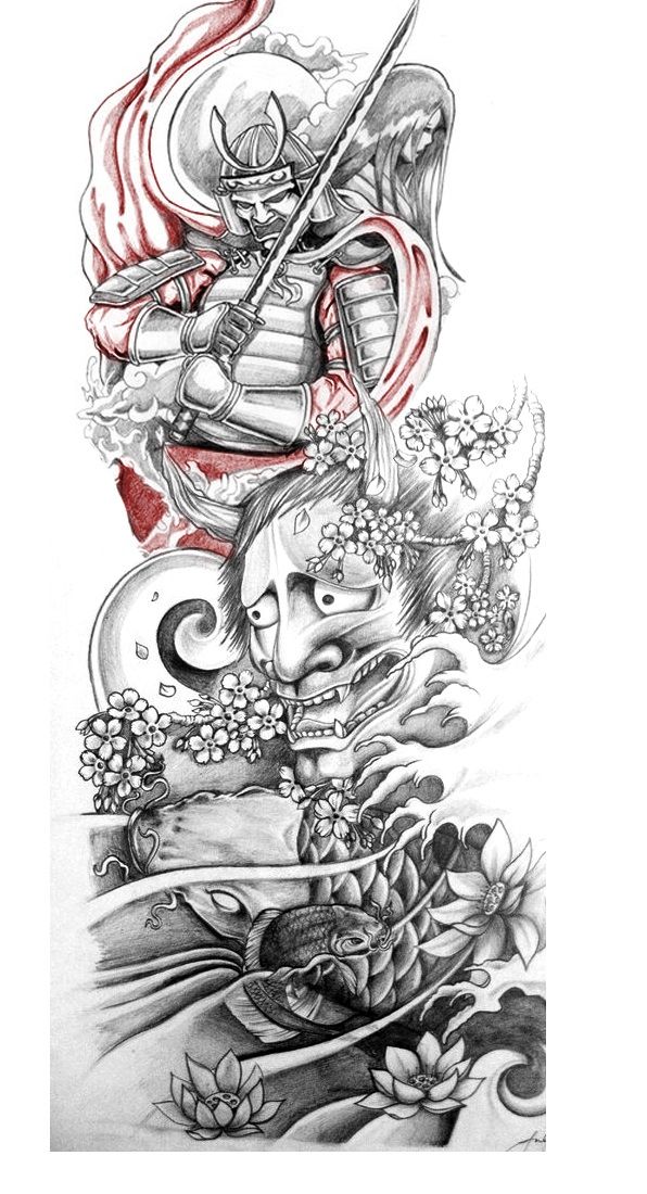 596x1100 Sleeve Tattoo By Liquidliam Tattoos - Japanese Tattoo Sketch