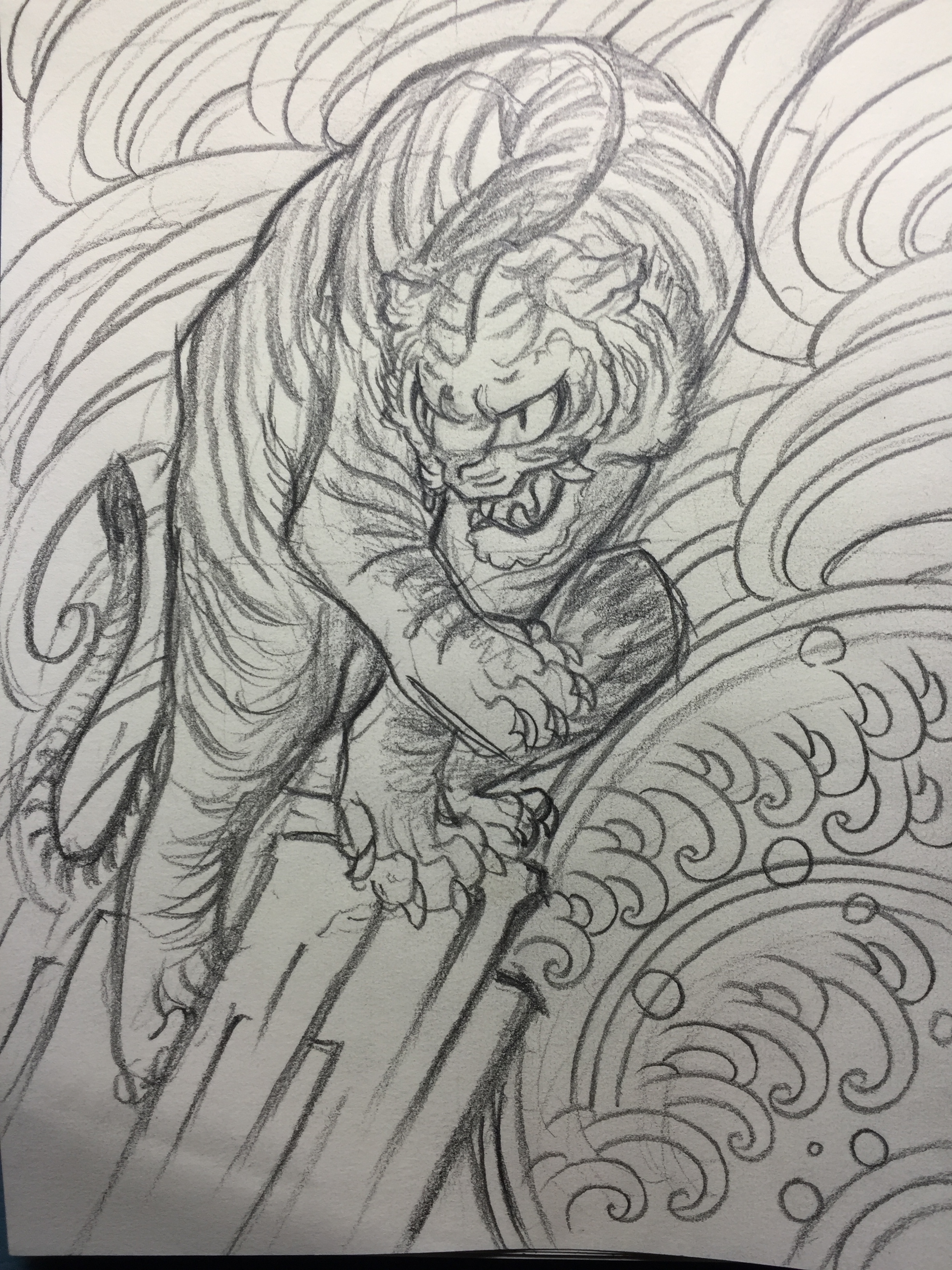 2448x3264 Tiger Sketch By Horimitsu - Japanese Tattoo Sketch