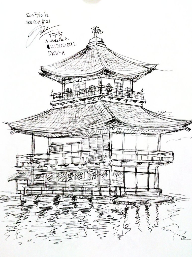 774x1032 Sketch 21 Kinkaku Ji By Adela1015 - Japanese Temple Sketch