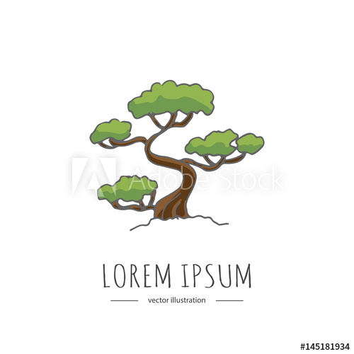 500x500 Hand Drawn Doodle Japan Related Icon Post Card. Vector - Japanese Tree Sketch