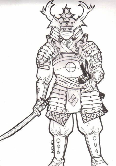 474x675 Japanese Samurai Drawing. How To Draw A Samurai Hasshe - Japanese Warrior Sketch