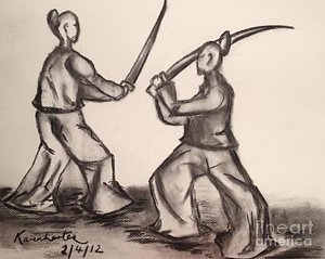 300x239 Japanese Samurai Warriors Drawing By Karen Larter - Japanese Warrior Sketch