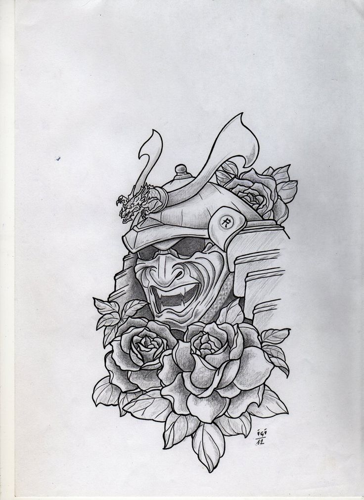 736x1012 Japanese Warrior Tattoo Sketch - Japanese Warrior Sketch