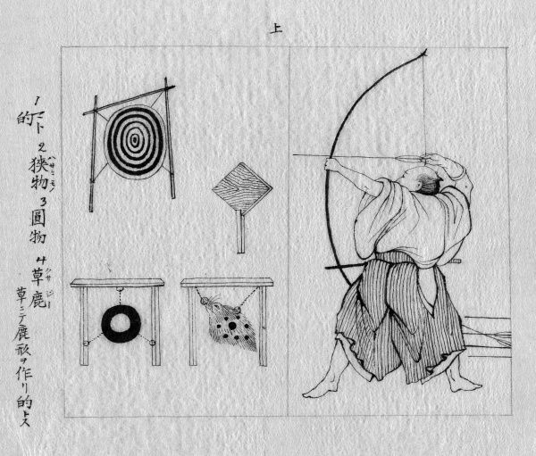 600x511 A Japanese Warrior With Bow Drawn, Aiming - Japanese Warrior Sketch