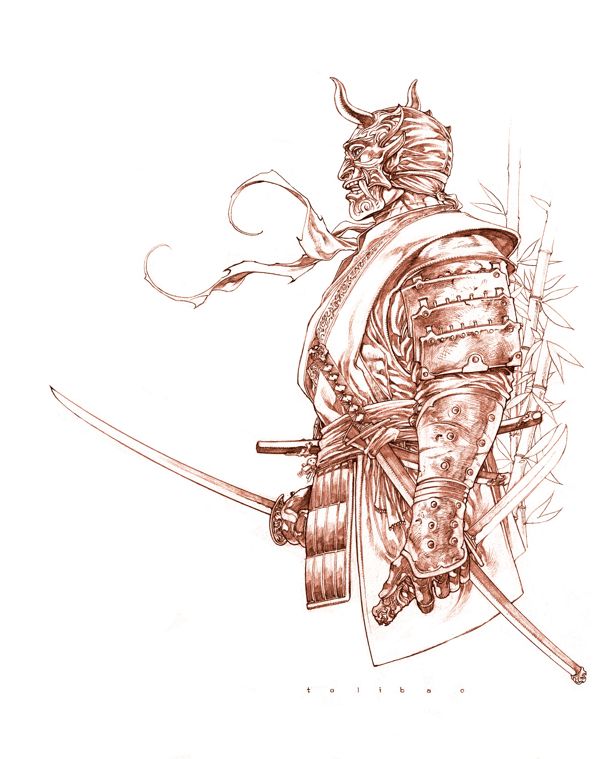 600x759 Drawn Samurai Japanese Samurai - Japanese Warrior Sketch